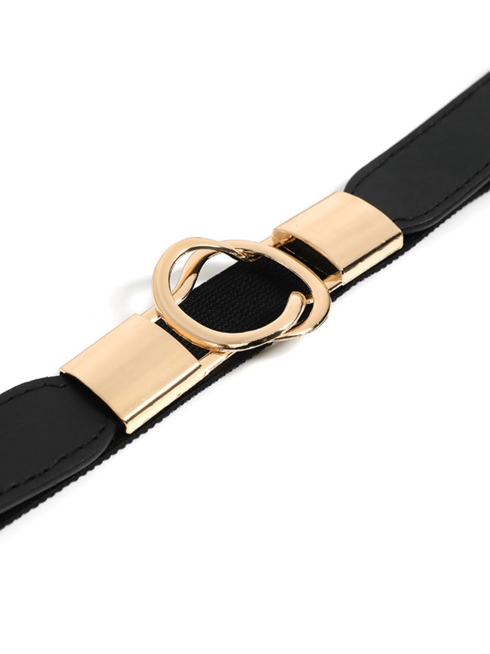 BloomChic Black Waist Belt with Gold Circle Hardware - Size 12